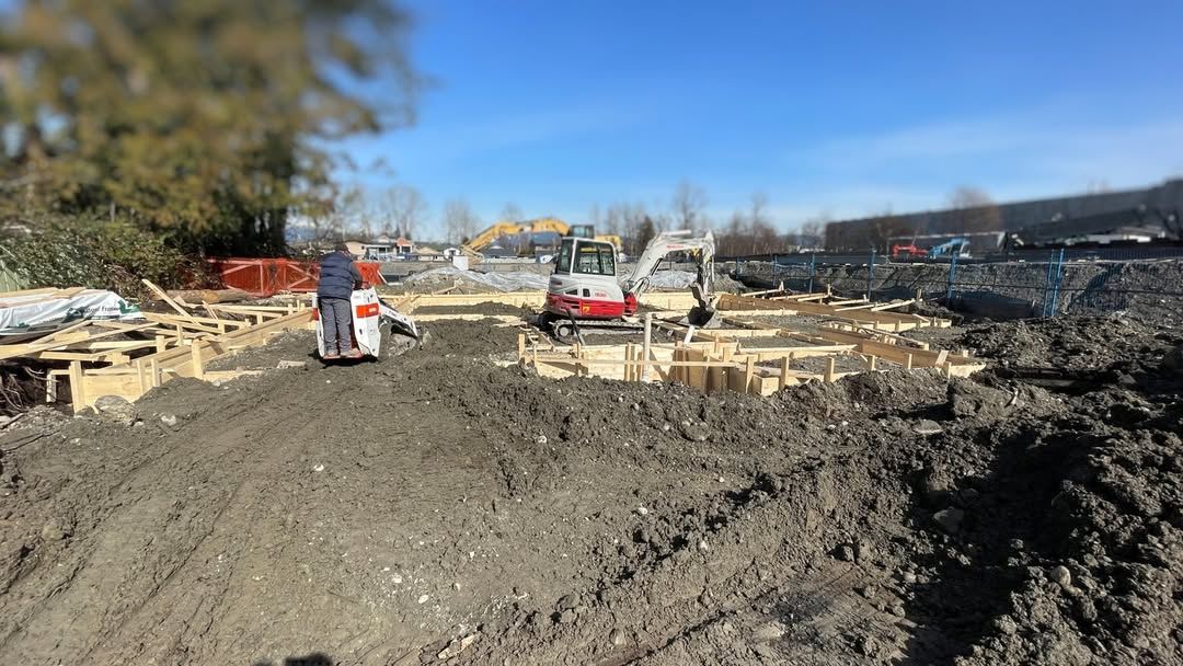 Bal Landscaping & Fencing crew excavating and forming footings on a Greater Vancouver build site