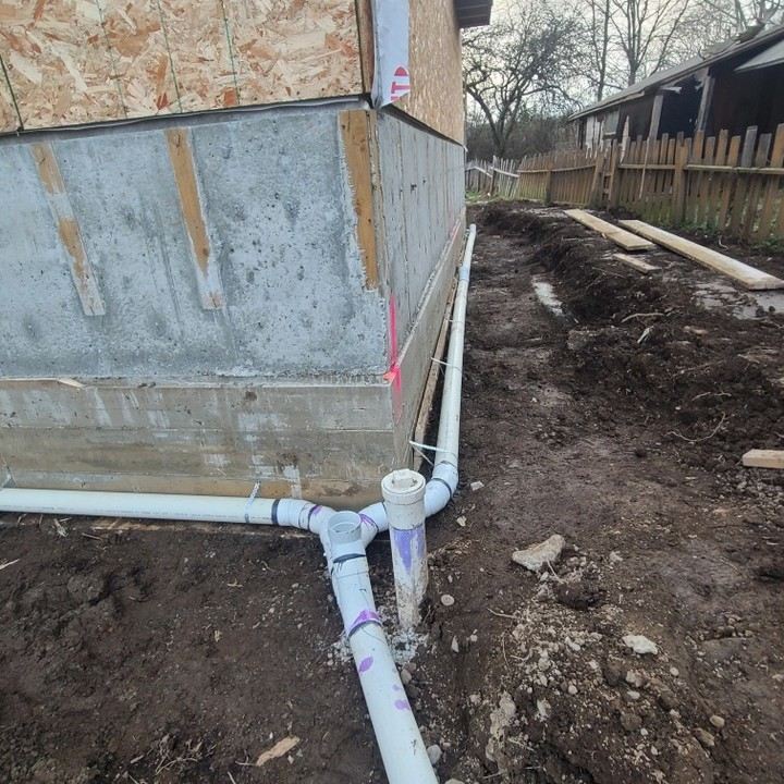 Storm drainage system being installed on site