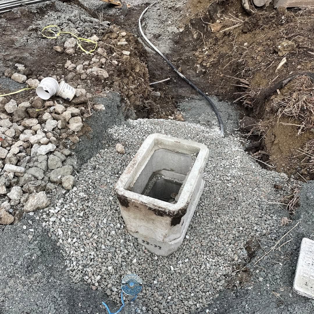 Open trench with gravel bedding for a water service line